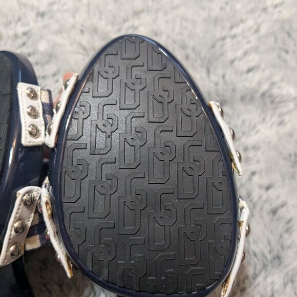 Dolce & Gabbana Heels Stiletto Mules Slip On Peep Toe Blue Gingham Size 38 - Picture 8 of 11